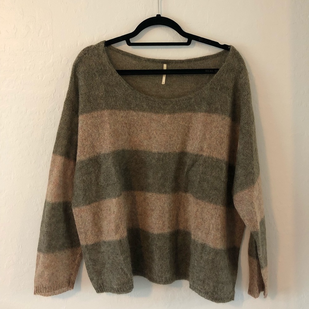 Free People brown oversized striped sweater